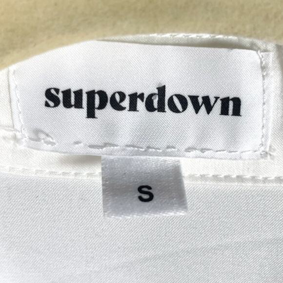 Superdown‎ Sophie Draped Mini Dress White Satin Side Wrap Tie Long Sleeve Sz S - Picture 8 of 10